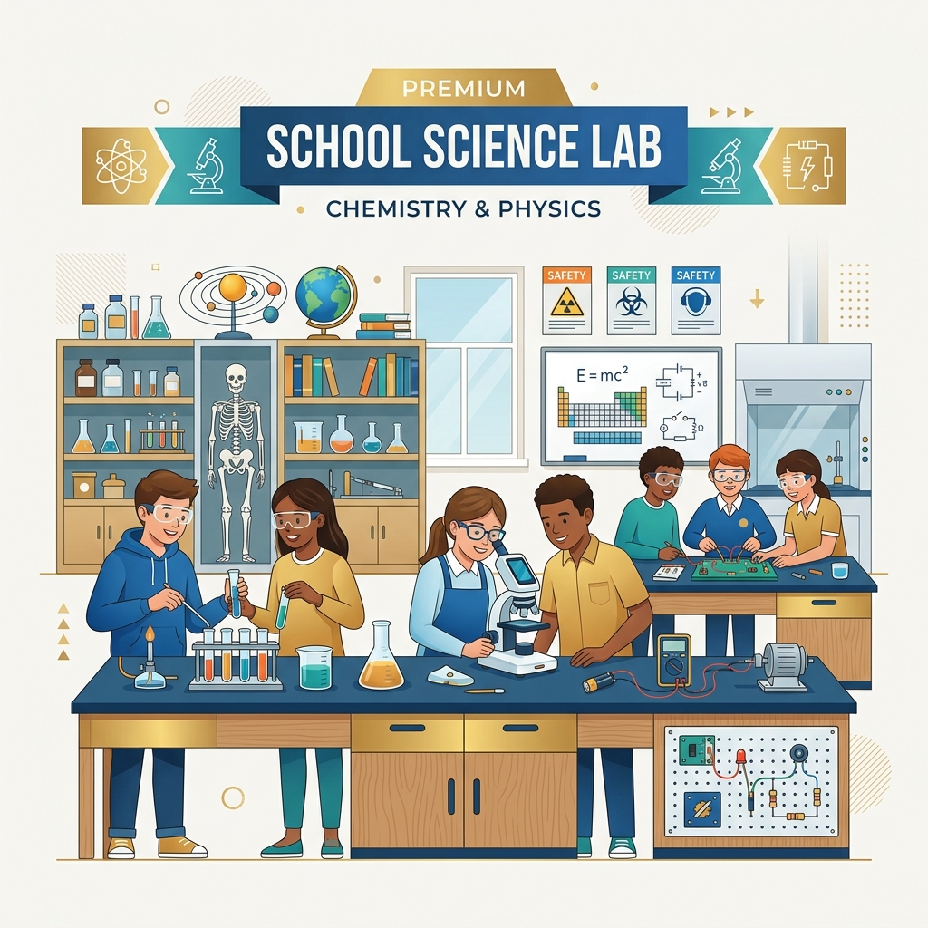 Students Performing Science Experiments in Lab